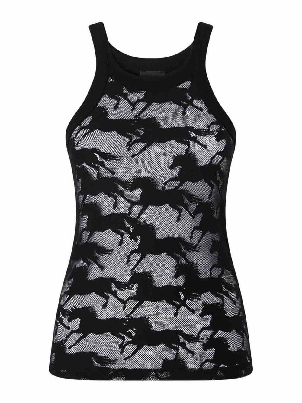 Reimagine Pinko black semi transparent mesh front tank, Size S, NWT - Picture 2 of 14